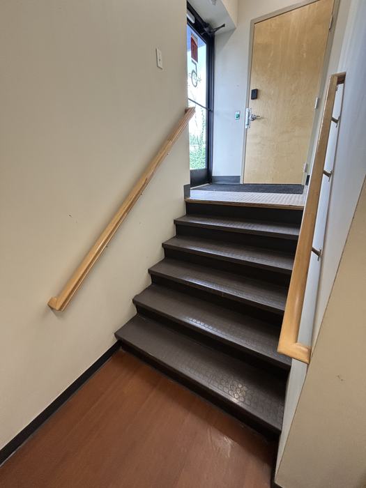Clean commercial stairwell and building entry