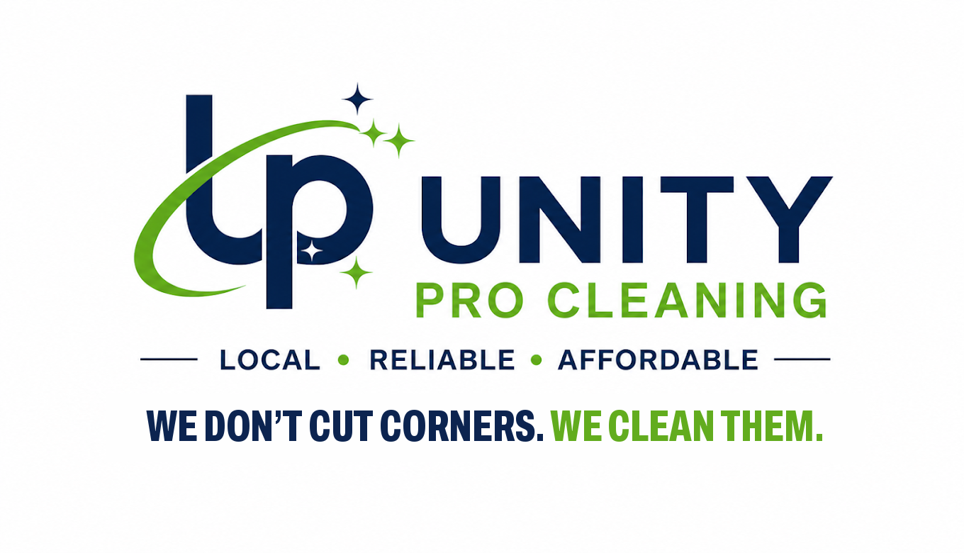 Unity Pro Cleaning logo: We don't cut corners. We clean them.